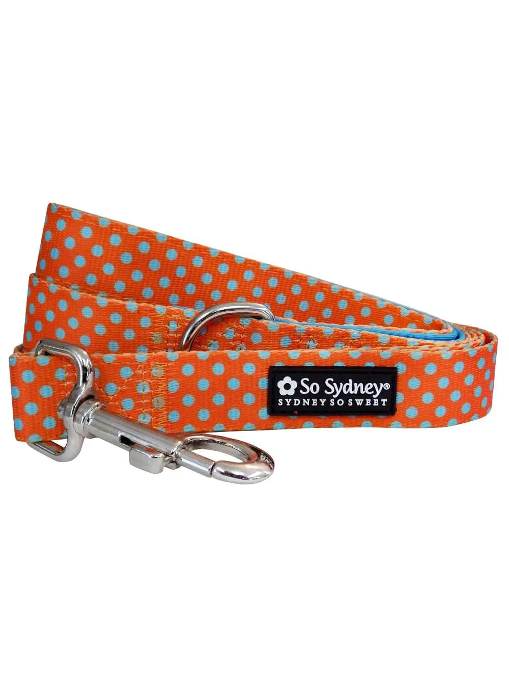 Orange & Turquoise Blue Polka Dots Nylon 5' Dog Leash