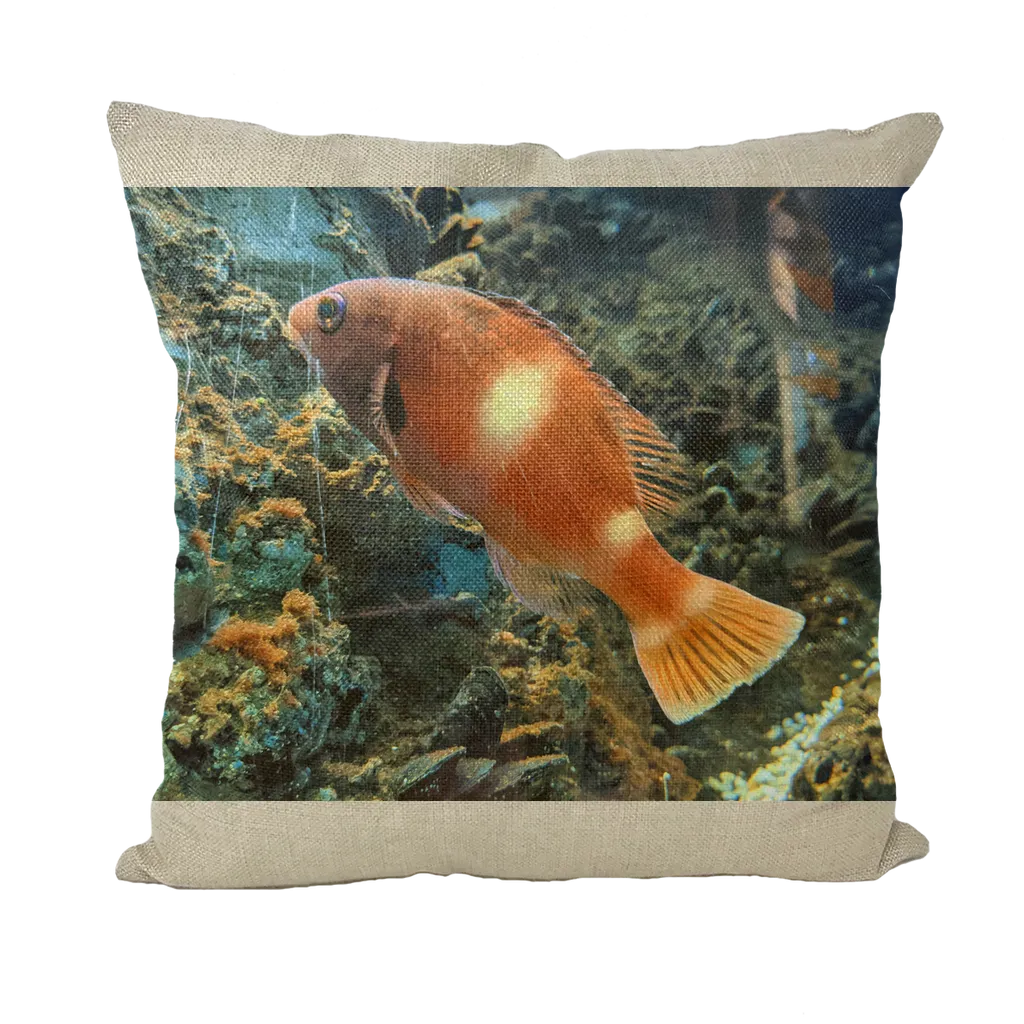 OrangeFishScene Throw Pillows