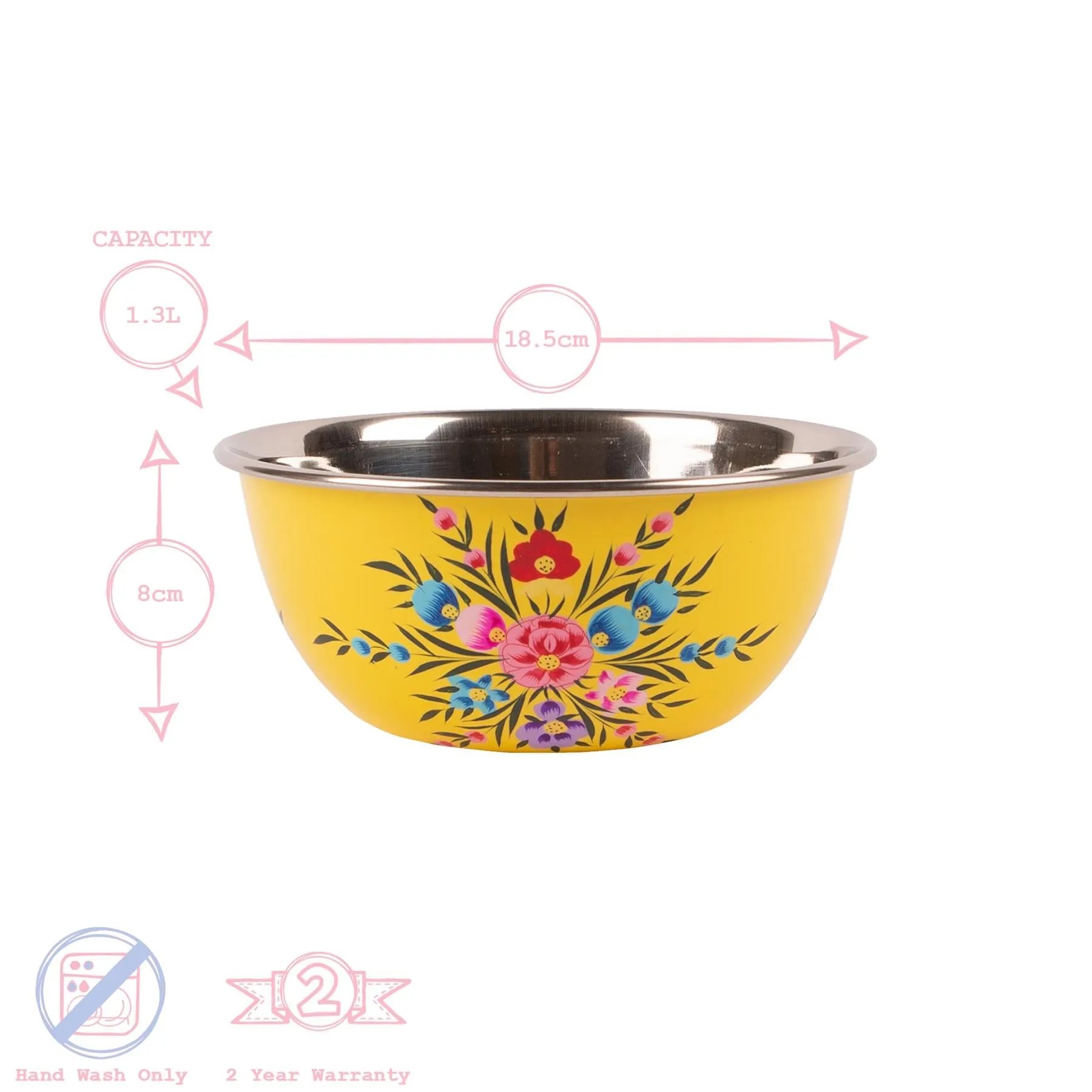 Pansy Hand-Painted Picnic Pasta Bowl - 18.5cm - By BillyCan