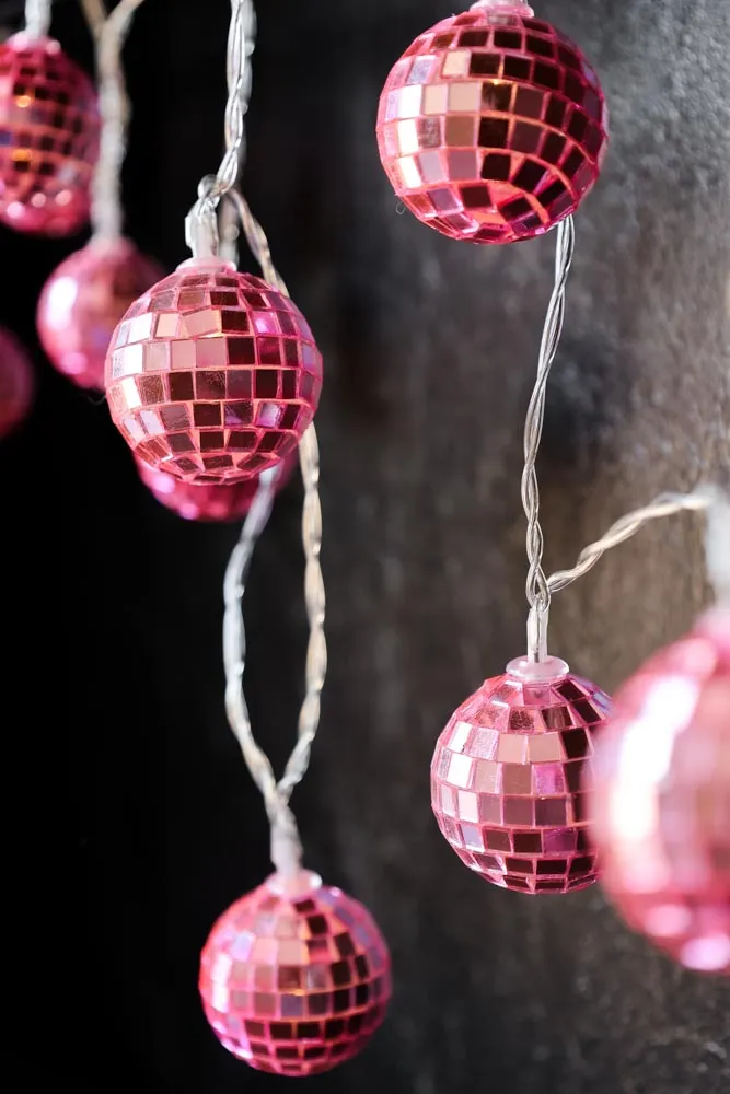 Pink Disco Ball Fairy Lights