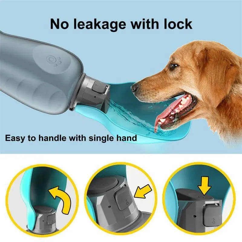 Portable 800ml Dog Water Dispenser with Foldable Bowl - Leakproof and High Capacity for Outdoor Adventures