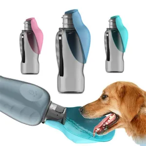 Portable 800ml Dog Water Dispenser with Foldable Bowl - Leakproof and High Capacity for Outdoor Adventures