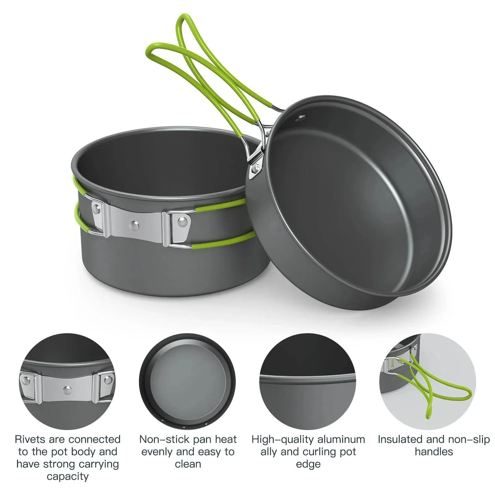 Portable Outdoor Tableware Camping Cookware 2-3 People Multifunctional Cooking Set for Outdoor Hiking Fishing Stove