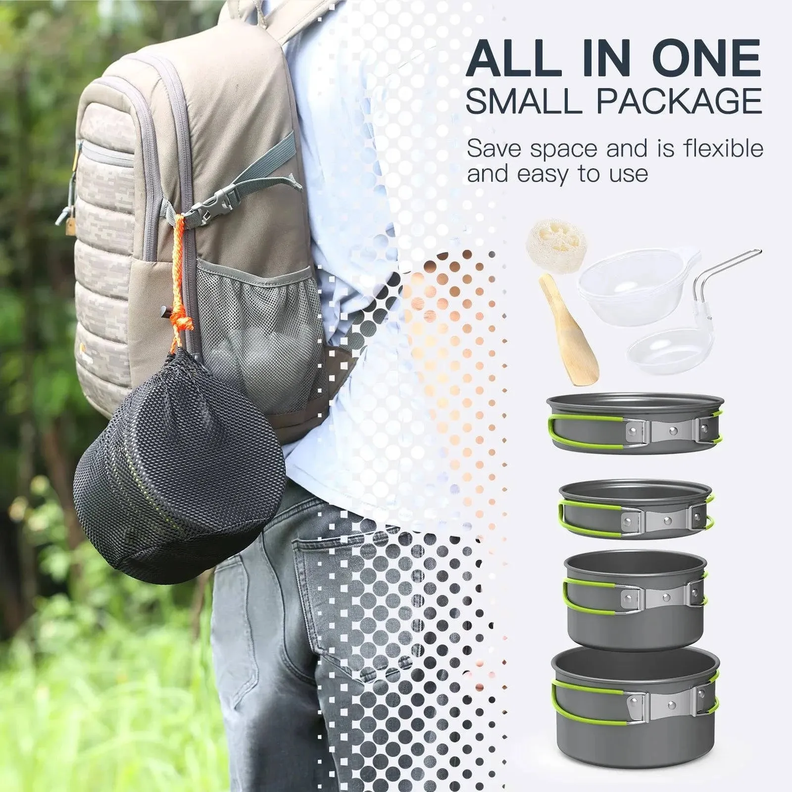 Portable Outdoor Tableware Camping Cookware 2-3 People Multifunctional Cooking Set for Outdoor Hiking Fishing Stove