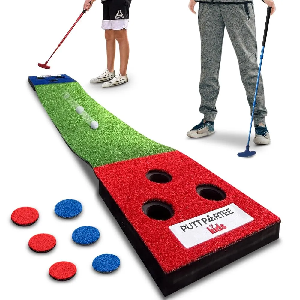 Putt Partee Kids Golf Pong Putting Game Indoor Outdoor Green Balls Putters