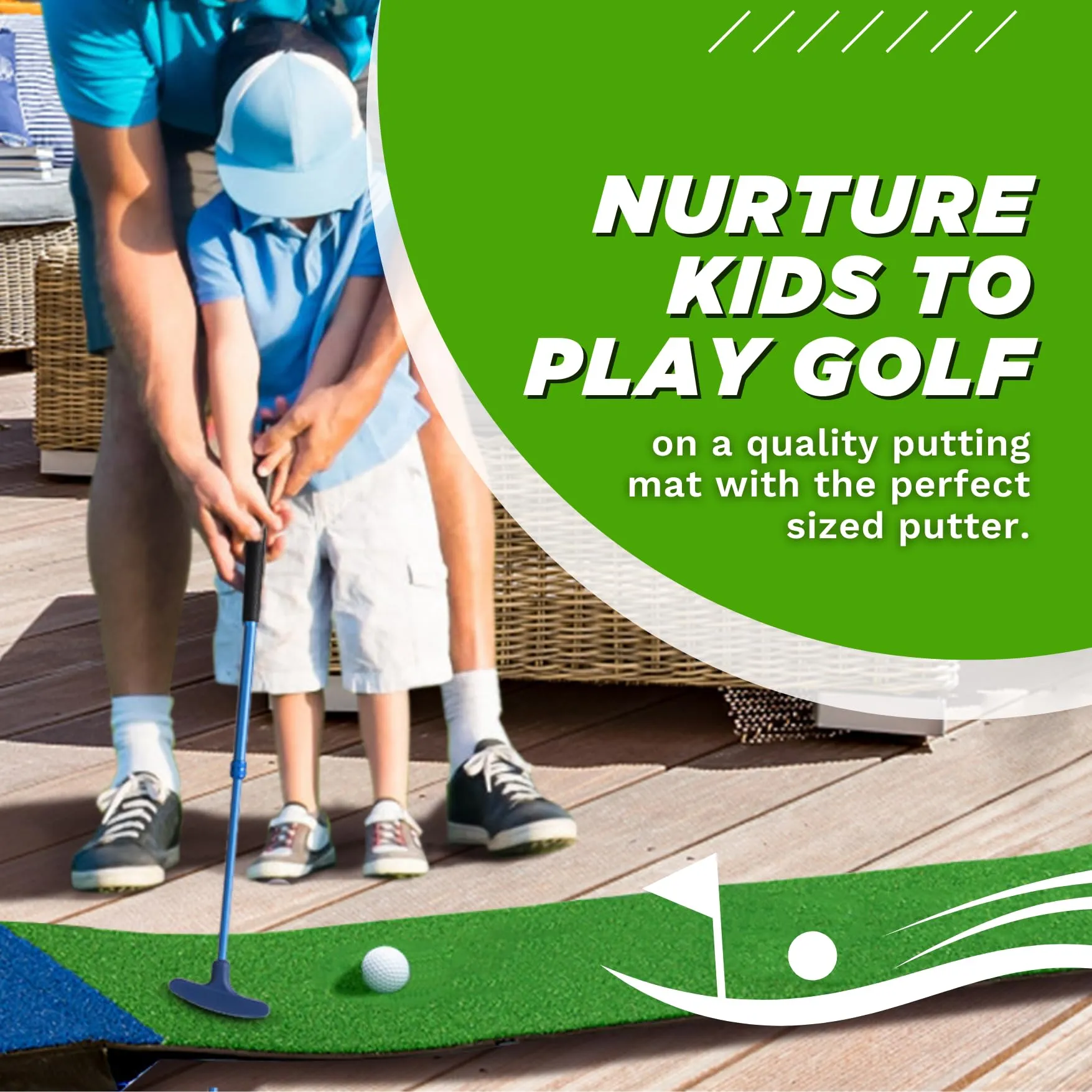 Putt Partee Kids Golf Pong Putting Game Indoor Outdoor Green Balls Putters