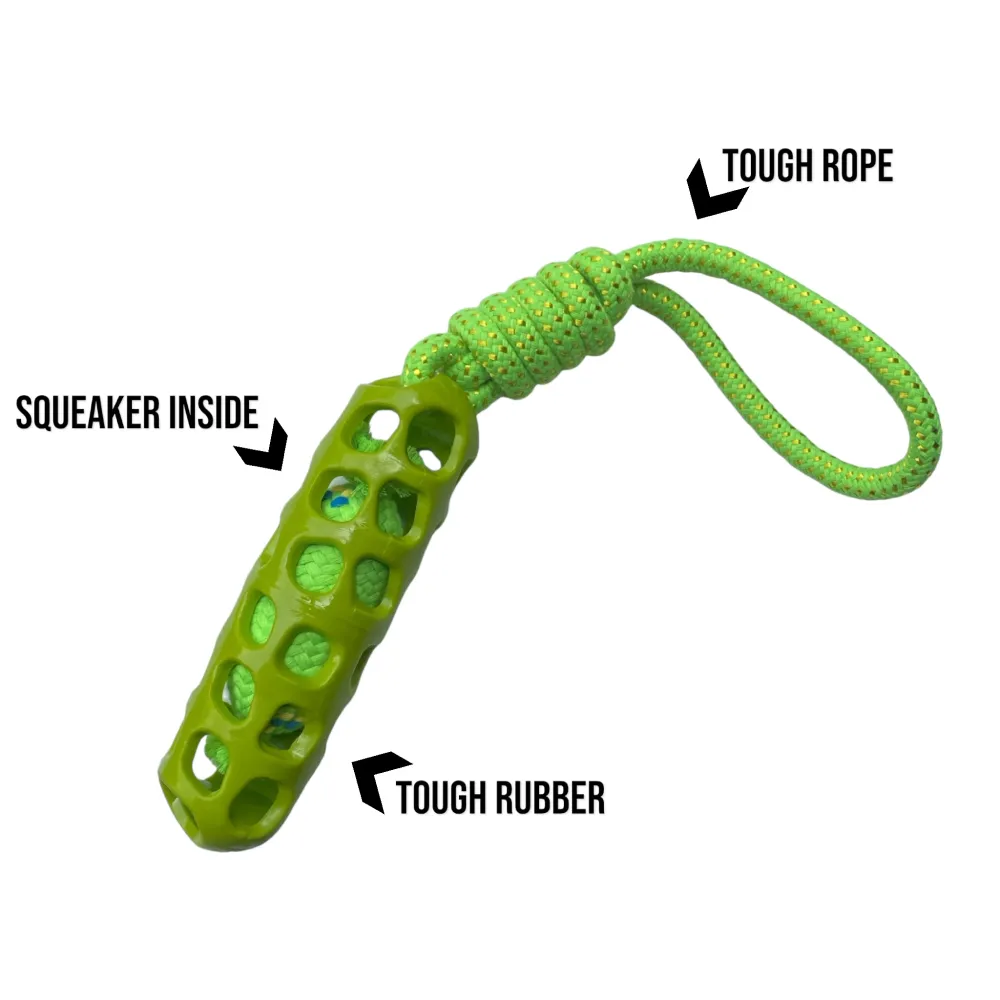 Talking Dog Club Tug and Pull Squeaky Rope Toy for Dogs (Green)