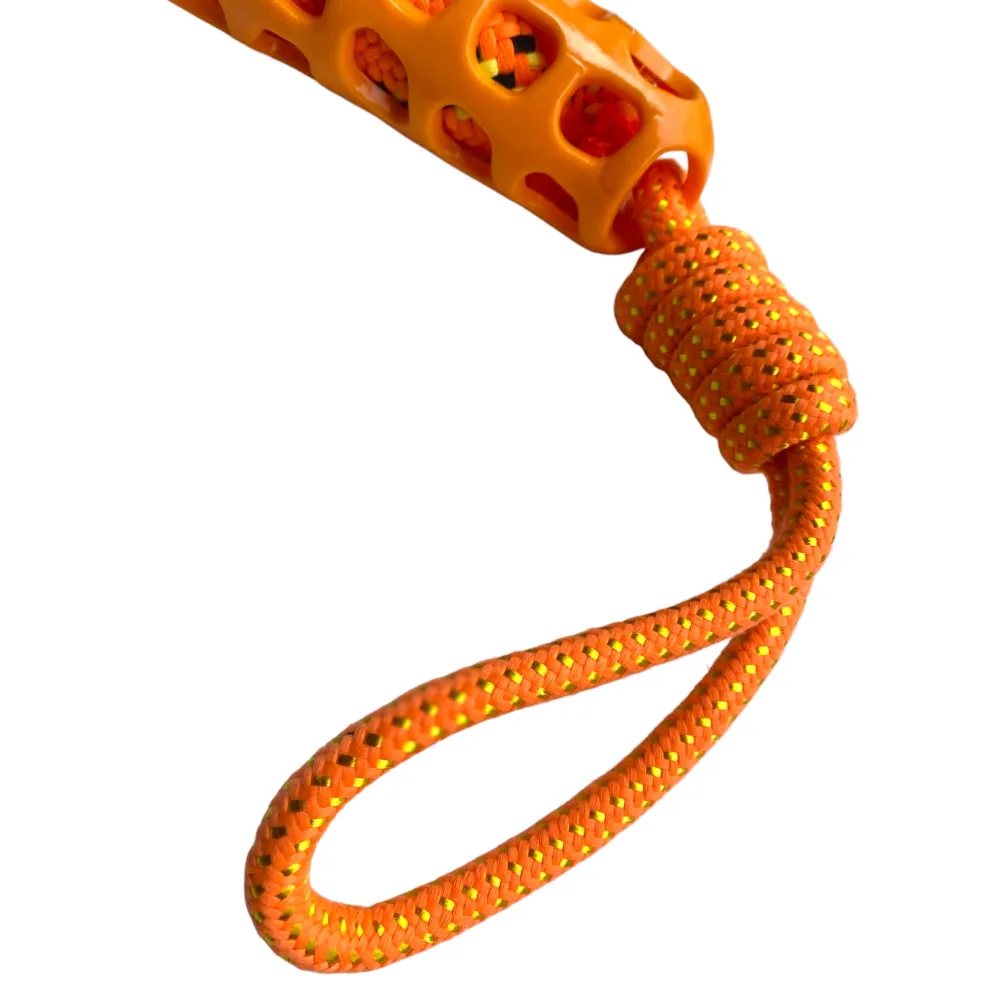 Talking Dog Club Tug and Pull Squeaky Rope Toy for Dogs (Orange)