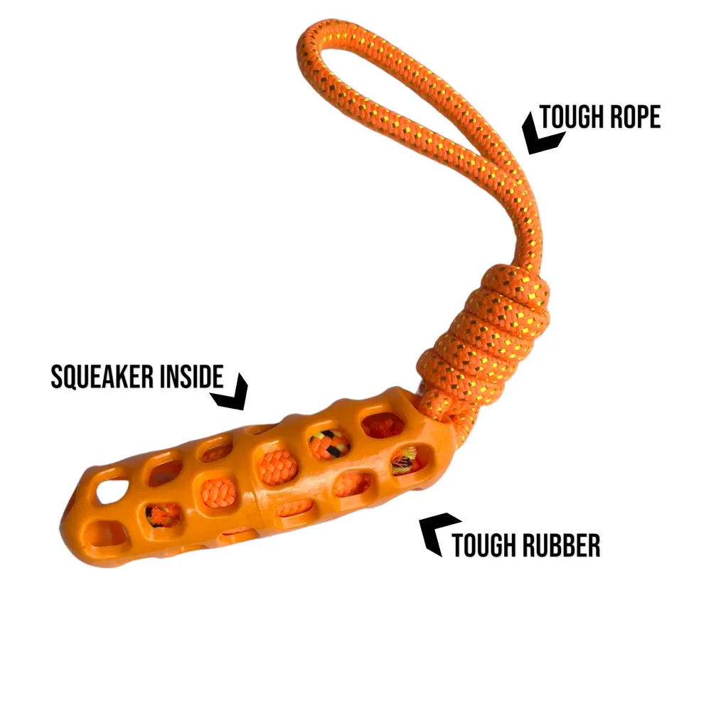 Talking Dog Club Tug and Pull Squeaky Rope Toy for Dogs (Orange)