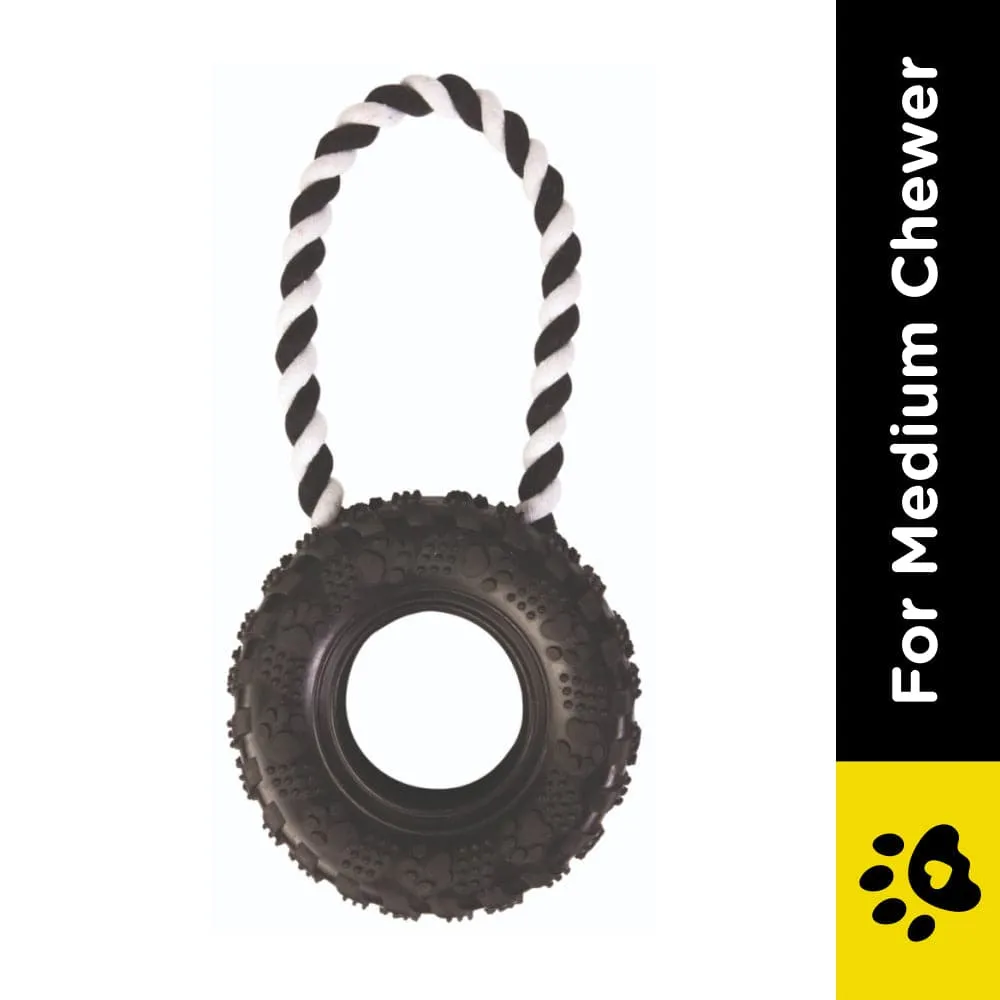 Trixie Tire on a Rope Toy for Dogs | For Medium Chewers (Black)