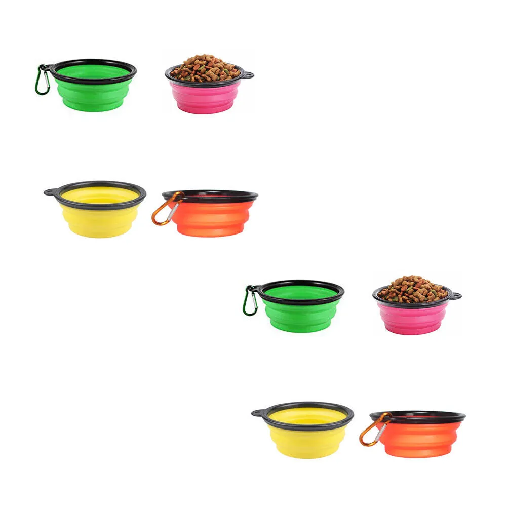 US 4-8 Pcs Portable Travel Foldable Pet Dog Cat Bowl Collapsible Food Water Dish