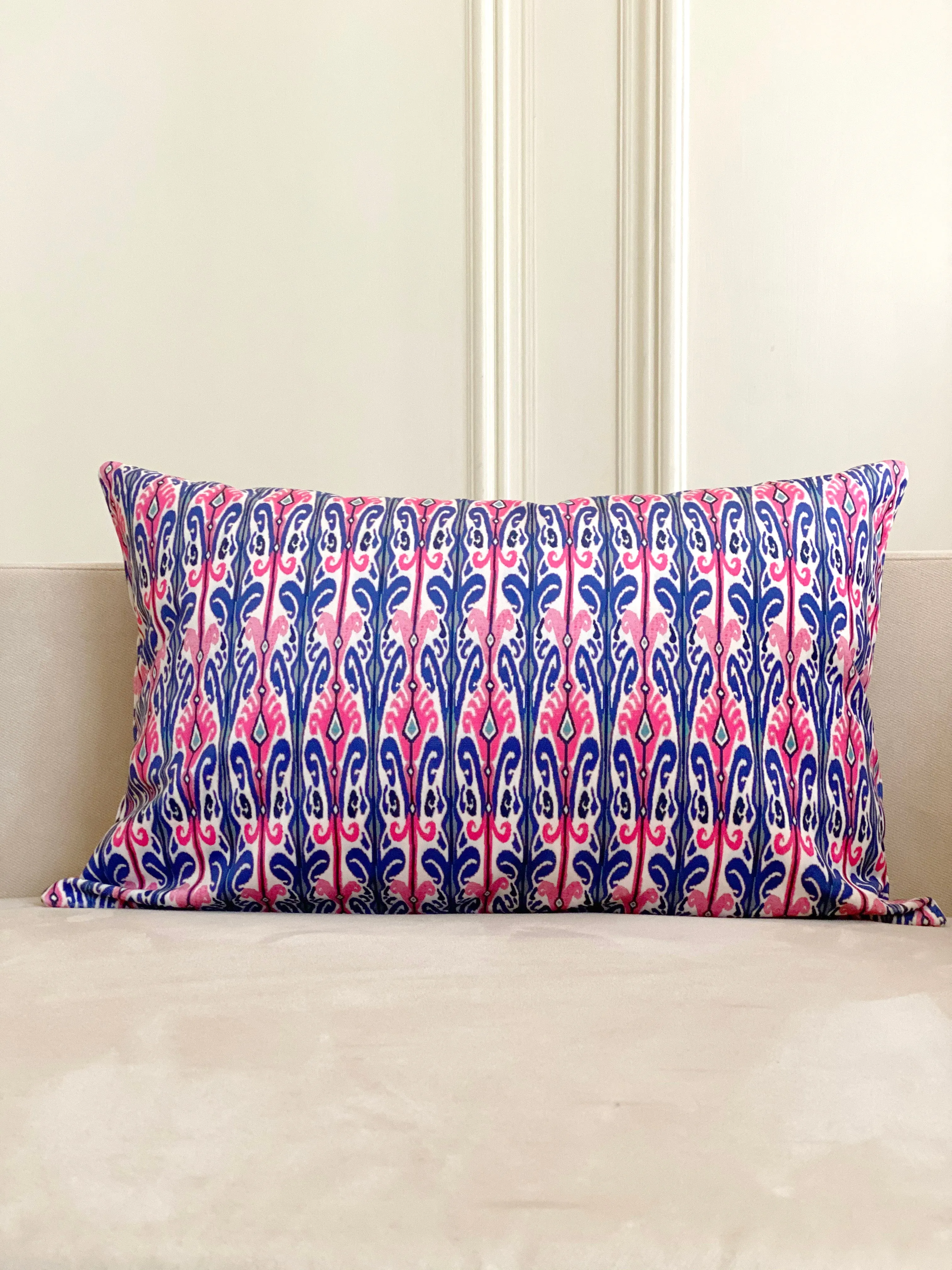 Velvet Pink Medallion Lumbar Pillow Cover