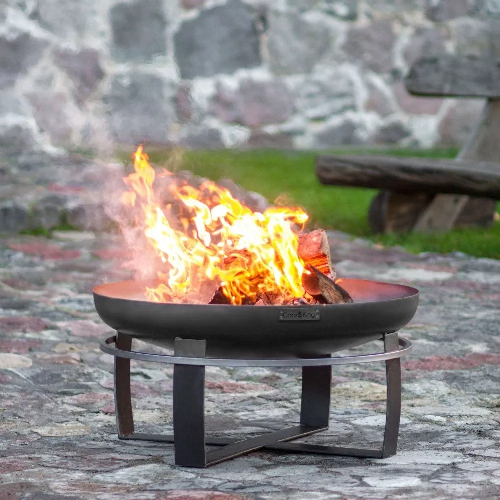 Viking Fire Bowl Pit - Cook King Garden and Outdoor Patio Entertaining Portable Metal Round 60cm 100cm