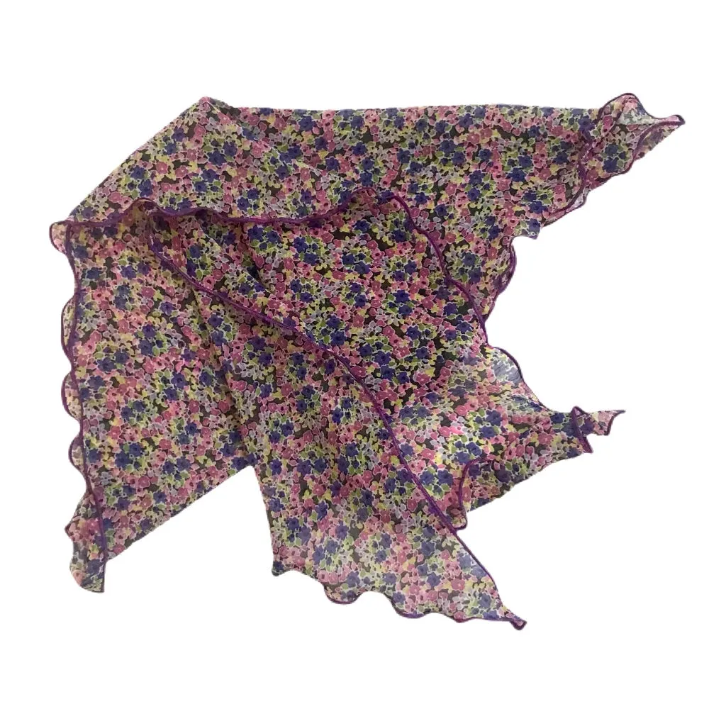 Women's Purple Ditsy Flower Chiffon HeadScarf