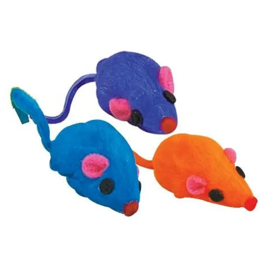 Zanies Rainbow Mice Cheese Wedge Cat Toy Assorted